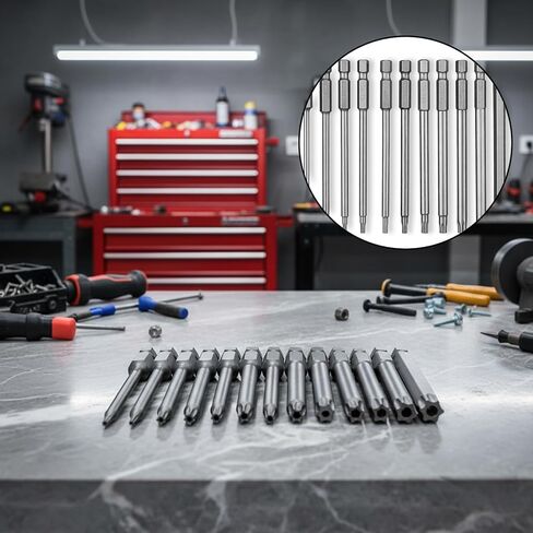 11PCS Security Torx Bit, 1/4 Inch Hex Shank S2 Steel Magnetic Tamper Proof Star Screwdriver Bit Set, S2 Torx Screwdriver Bits Sets (T6-T40) in Kuwait