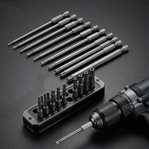 11PCS Security Torx Bit, 1/4 Inch Hex Shank S2 Steel Magnetic Tamper Proof Star Screwdriver Bit Set, S2 Torx Screwdriver Bits Sets (T6-T40) in Kuwait