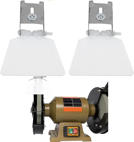 BestYiJo Bench Grinder Eye Shield - الفولاذ المقاوم للصدأ المتين والدروع البلاستيكية عالية الشفافية لمطاحن المقاعد، طقم بديل مكون من قطعتين in Kuwait