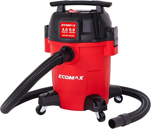 ECOMAX Ultra Quiet Shop Vacuum Wet and Dry 6 Gallon, Shop Vac 4 HP, 80% Quieter Operation, 3X Longer Motor Lifespan, Powerful & Portable for Garage, Jobsite, Workshop in Kuwait
