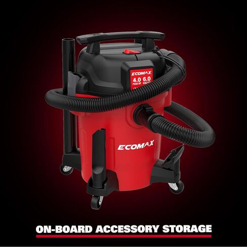 ECOMAX Ultra Quiet Shop Vacuum Wet and Dry 6 Gallon, Shop Vac 4 HP, 80% Quieter Operation, 3X Longer Motor Lifespan, Powerful & Portable for Garage, Jobsite, Workshop in Kuwait