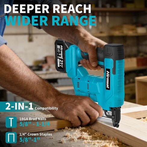 18 Gauge Brad Nailer Cordless,2-In-1 Brushless Nail Gun And Staple Gun with 2×4.0Ah Battery,Electric Pistola De Clavos De Bateria with 1200Pcs Nails for Woodworking,Home Improvement DIY in Kuwait