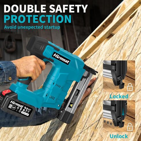 18 Gauge Brad Nailer Cordless,2-In-1 Brushless Nail Gun And Staple Gun with 2×4.0Ah Battery,Electric Pistola De Clavos De Bateria with 1200Pcs Nails for Woodworking,Home Improvement DIY in Kuwait