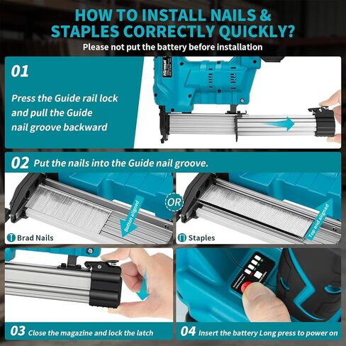 18 Gauge Brad Nailer Cordless,2-In-1 Brushless Nail Gun And Staple Gun with 2×4.0Ah Battery,Electric Pistola De Clavos De Bateria with 1200Pcs Nails for Woodworking,Home Improvement DIY in Kuwait