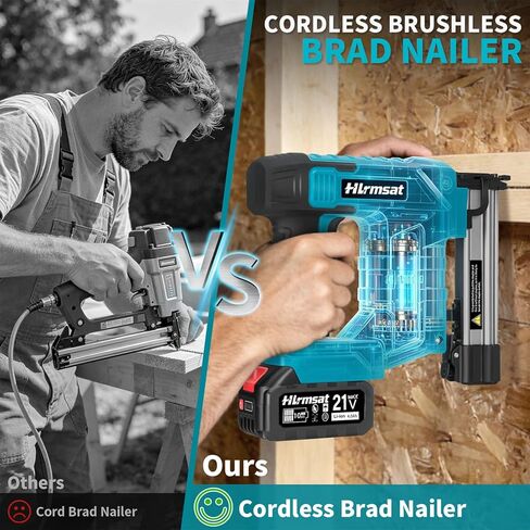 18 Gauge Brad Nailer Cordless,2-In-1 Brushless Nail Gun And Staple Gun with 2×4.0Ah Battery,Electric Pistola De Clavos De Bateria with 1200Pcs Nails for Woodworking,Home Improvement DIY in Kuwait