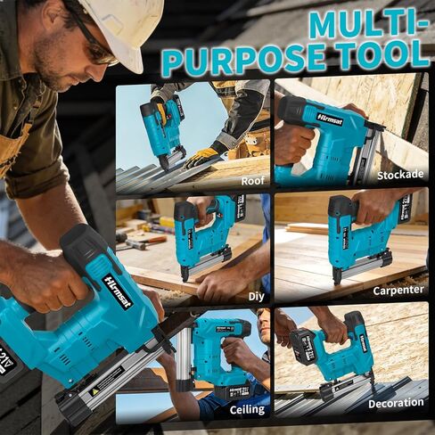 18 Gauge Brad Nailer Cordless,2-In-1 Brushless Nail Gun And Staple Gun with 2×4.0Ah Battery,Electric Pistola De Clavos De Bateria with 1200Pcs Nails for Woodworking,Home Improvement DIY in Kuwait