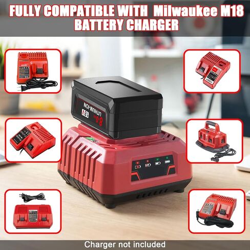 2Pack 8.0Ah Lithium Replacement for Milwaukee M18 Battery Compatible with Milwaukee 18V Battery 48-11-1865 48-11-1850 48-11-1860 48-11-1865 48-11-1852 48-11-1840 48-11-1862 Cordless Power Tools in Kuwait
