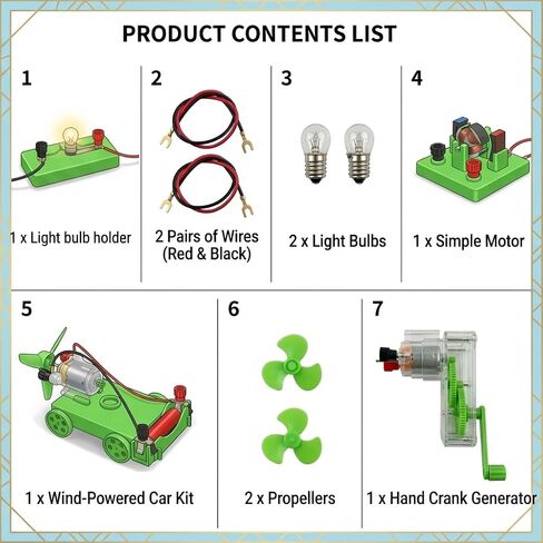 Physics Science Lab Learning Circuit kit, Electricity Experiment Set,DIY DC Electrical Motor Model Wind Powered Carts Building Circuits for Kids Junior Senior High School Students (1 Set) in Saudi Arabia