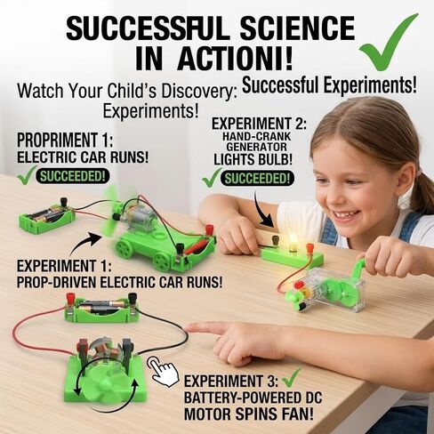 Physics Science Lab Learning Circuit kit, Electricity Experiment Set,DIY DC Electrical Motor Model Wind Powered Carts Building Circuits for Kids Junior Senior High School Students (1 Set) in Saudi Arabia