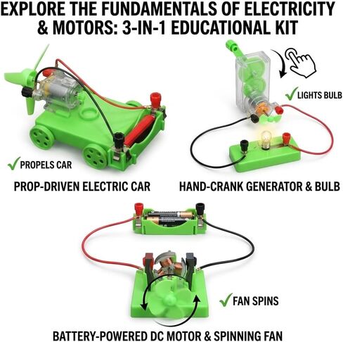 Physics Science Lab Learning Circuit kit, Electricity Experiment Set,DIY DC Electrical Motor Model Wind Powered Carts Building Circuits for Kids Junior Senior High School Students (1 Set) in Saudi Arabia