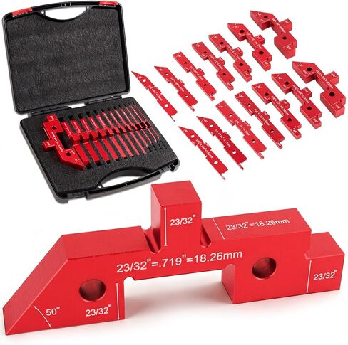 14 Pcs Aluminum Alloy Setup Blocks for Woodworking, Precision Router & Table Saw Setup Bars, Height Depth Angle & Fence Alignment Gauge Set with Storage Case in Kuwait
