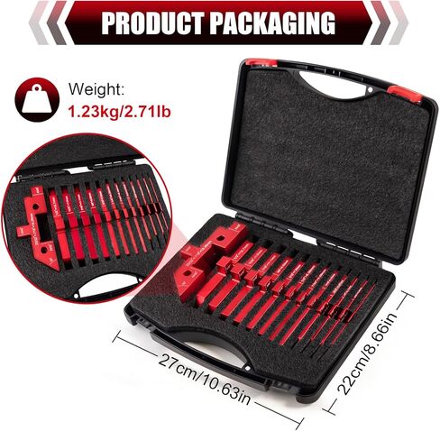 14 Pcs Aluminum Alloy Setup Blocks for Woodworking, Precision Router & Table Saw Setup Bars, Height Depth Angle & Fence Alignment Gauge Set with Storage Case in Kuwait