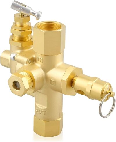 49816283C صمام فحص تفريغ الطيار مع صمام تخفيف مناسب لضاغط الهواء الذي يعمل بالغاز Ingersoll Rand T30، توهج مقلوب 5/8 بوصة، مخرج FNPT 1/2 بوصة، منفذ خنق FNPT 1/8 بوصة in Kuwait