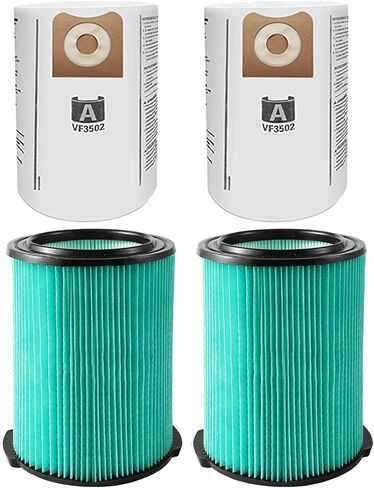 عبوتان من مرشح بديل VF6000 مكون من 5 طبقات للمكانس الكهربائية الرطبة والجافة Ridgid سعة 5-20 جالونًا، وعبوتان أكياس مكنسة كهربائية بديلة VF3502 متوافقة مع مكنسة ريدجيد الرطبة/الجافة سعة 12-16 جالونًا in Kuwait