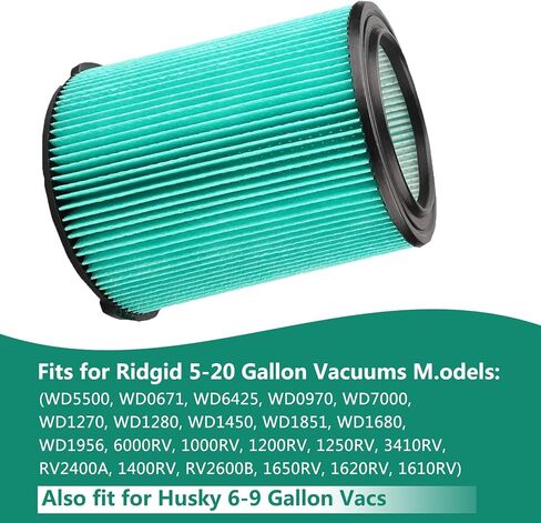 عبوتان من مرشح بديل VF6000 مكون من 5 طبقات للمكانس الكهربائية الرطبة والجافة Ridgid سعة 5-20 جالونًا، وعبوتان أكياس مكنسة كهربائية بديلة VF3502 متوافقة مع مكنسة ريدجيد الرطبة/الجافة سعة 12-16 جالونًا in Kuwait