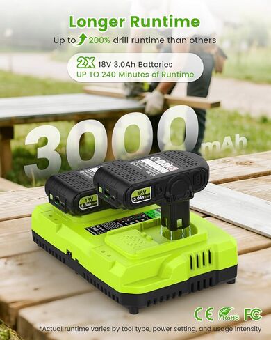Abeden 2 Pack 3.0Ah Replacement for Ryobi 18V Battery and P117 Dual Port Fast Charger Combo，USB & Type-C Output Lithium Batteries for Ryobi 18V ONE+ Tools P102 P107 P108 P122 in Saudi Arabia