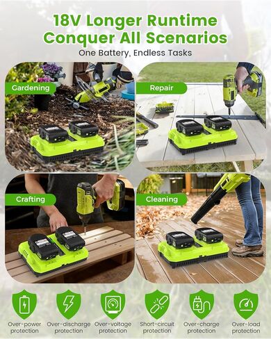 Abeden 2 Pack 3.0Ah Replacement for Ryobi 18V Battery and P117 Dual Port Fast Charger Combo，USB & Type-C Output Lithium Batteries for Ryobi 18V ONE+ Tools P102 P107 P108 P122 in Saudi Arabia