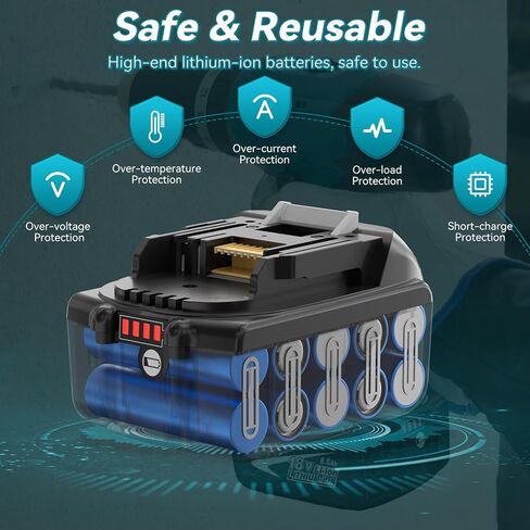 18 Volt Lithium-Ion 6.0Ah Battery Replacement for Makita 18V Battery BL1860B, 2-Pack in Saudi Arabia