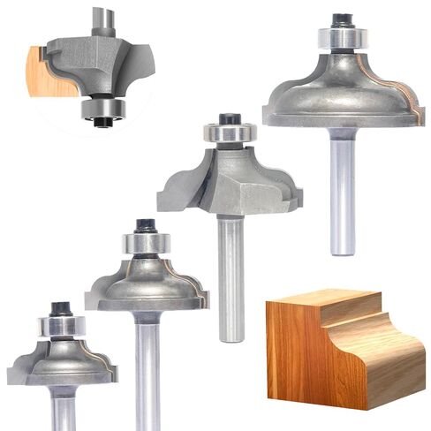 مجموعة قطع Ogee بحافة طاولة 4 قطع، ساق 1/4 بوصة، قطع فيليه Ogee مع خطوة، عمق القطع 5/16 بوصة، 7/16 بوصة، 1/2 بوصة، 1/2 بوصة، قاطعة حواف Ogee الرومانية المزدوجة لطاولة الخشب، تحديد واجهات الأدراج، التوجيه، القولبة in Kuwait
