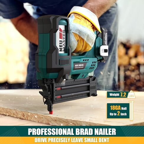 NEU MASTER Nail Gun يعمل بالبطارية، مسدس أظافر لاسلكي-18GA 2 بوصة مسمار مع تعديل العمق/1800 قطعة أظافر، مسمار براد متعدد الاستخدام للتقليم والقولبة والأعمال الخشبية، DIY - بطارية وشاحن 20 فولت (متجدد) in Kuwait