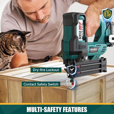 NEU MASTER Nail Gun يعمل بالبطارية، مسدس أظافر لاسلكي-18GA 2 بوصة مسمار مع تعديل العمق/1800 قطعة أظافر، مسمار براد متعدد الاستخدام للتقليم والقولبة والأعمال الخشبية، DIY - بطارية وشاحن 20 فولت (متجدد) in Kuwait