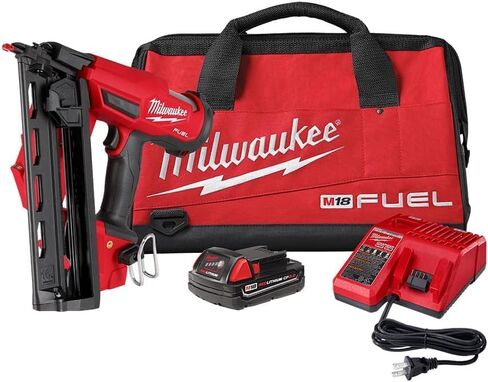 Milwaukee M18 Fuel Lithium-Ion Brushless Cordless 16-Gauge Angled Finish Nailer Kit 2472-21Ct in Kuwait