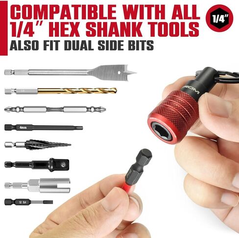 CROM 5-Piece Bit Holder Keychain –1/4-Inch Hex Shank Organizer Set with Locking Carabiner, Everyday Carry Accessory, Includes 2-Inch #2 Phillips Bit in Kuwait