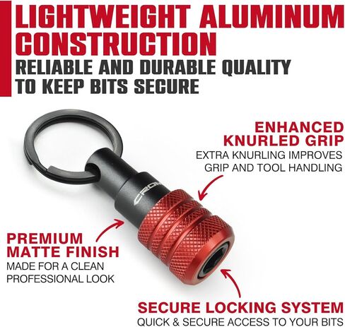 CROM 5-Piece Bit Holder Keychain –1/4-Inch Hex Shank Organizer Set with Locking Carabiner, Everyday Carry Accessory, Includes 2-Inch #2 Phillips Bit in Kuwait