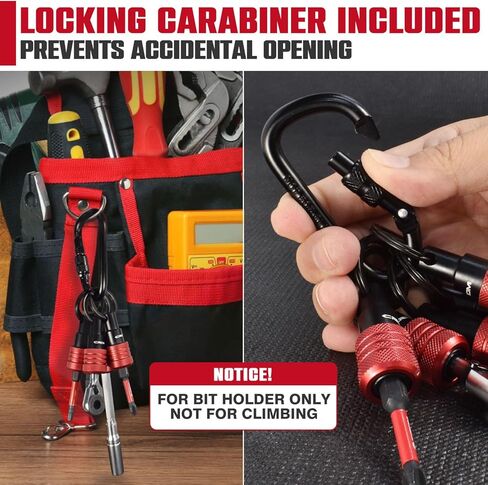 CROM 5-Piece Bit Holder Keychain –1/4-Inch Hex Shank Organizer Set with Locking Carabiner, Everyday Carry Accessory, Includes 2-Inch #2 Phillips Bit in Kuwait