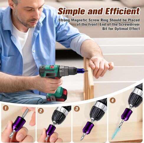 Magnetic Screw Ring: 1/4 Inch (6.35mm) Universal Detachable Drill Bit Magnetizer, Strong Magnetic Adhesion Prevents Screw Drop for Hex Screwdriver and Power Bits (6 Pcs) in Saudi Arabia