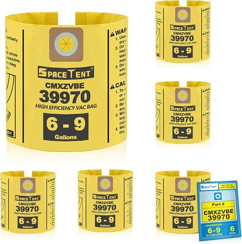 SpaceTent 6 Pack 39970 Shop Vac Bag for CRAFTSMAN 6 و9 جالون مكنسة كهربائية رطبة/جافة، الجزء # 39970 CMXZVBE39970، كيس غبار ناعم in Kuwait