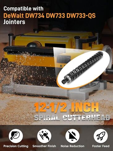 قم بترقية رأس القاطع الحلزوني الحلزوني مقاس 12.5 بوصة المتوافق مع مسويات سمك DeWalt DW734 DW733، ورأس القاطع مع 4 صفوف و54 إدراج كربيد، ومحمل مثبت مسبقًا، و6 شفرات احتياطية، ومسامير ومفتاح ربط على شكل حرف T in Kuwait