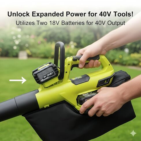 40V Side-by-Side Battery Adapter Compatible with Ryobi 18V Lithium, Converts Dual 18V to 40V Output, Compact Replacement Power Solution for Ryobi Tools in Kuwait