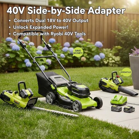 40V Side-by-Side Battery Adapter Compatible with Ryobi 18V Lithium, Converts Dual 18V to 40V Output, Compact Replacement Power Solution for Ryobi Tools in Kuwait
