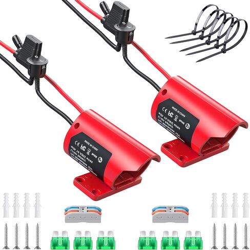 محول بطارية Milwaukee M12: مجموعة تحويل 12 فولت مع مفتاح، مصهر، أطراف سلكية، سلك 12AWG وموصل طاقة - مثالي لألعاب السيارات RC والروبوتات - قطعتان in Kuwait