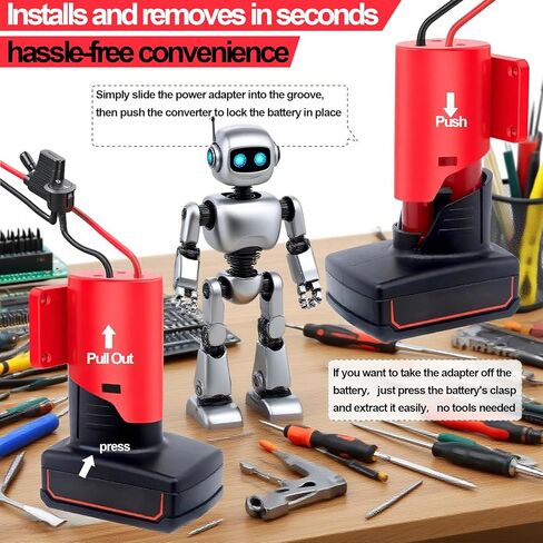 محول بطارية Milwaukee M12: مجموعة تحويل 12 فولت مع مفتاح، مصهر، أطراف سلكية، سلك 12AWG وموصل طاقة - مثالي لألعاب السيارات RC والروبوتات - قطعتان in Kuwait