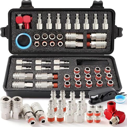 22 Pcs Quick Connect Hose Fittings 1/4" NPT Air Coupler & Plug Kit,360 Degree Swivel Hose Fittings,Air Compressor Accessories in Saudi Arabia