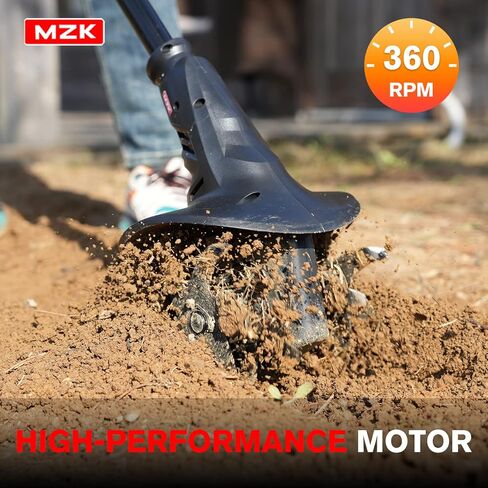 MZK 20V Cordless Tiller Cultivator with Steel Tines,8-inch Wide Battery Powered Garden Cultivator, 360RPM Electric Tiller for Lawn/Gardening/Soil Cultivation(2 * 2AH Battery&Charger Included),TC08D01 in Kuwait
