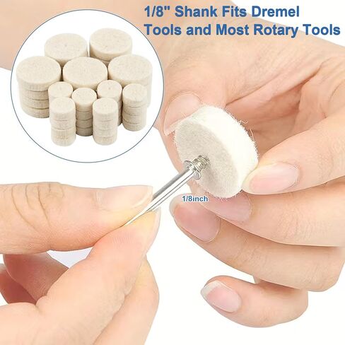 208PCS Polishing Kit for Dremel, Felt Buffing Wheels Set with 1/8" Shank, 1" 1/2" 3/8" Polishing Bits with Mandrel & Polish Compound for Metal Wood Jewelry in Kuwait