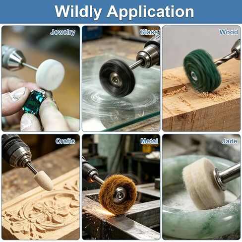 208PCS Polishing Kit for Dremel, Felt Buffing Wheels Set with 1/8" Shank, 1" 1/2" 3/8" Polishing Bits with Mandrel & Polish Compound for Metal Wood Jewelry in Kuwait