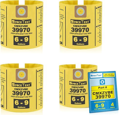 SpaceTent 6 Pack 39970 Shop Vac Bag for CRAFTSMAN 6 و9 جالون مكنسة كهربائية رطبة/جافة، الجزء # 39970 CMXZVBE39970، كيس غبار ناعم in Kuwait