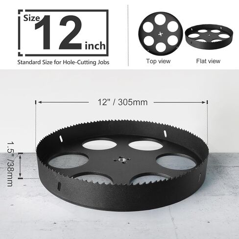 12 Inch Hole Saw with 1/2" Triangle Shank Quick Change Arbor, JTemgle Bi-Metal Hole Saw Heavy Duty Hole Cutting Tool for Cornhole Boards, Recessed Lights, Wood, Plastic, Drywall & Soft Metal in Kuwait