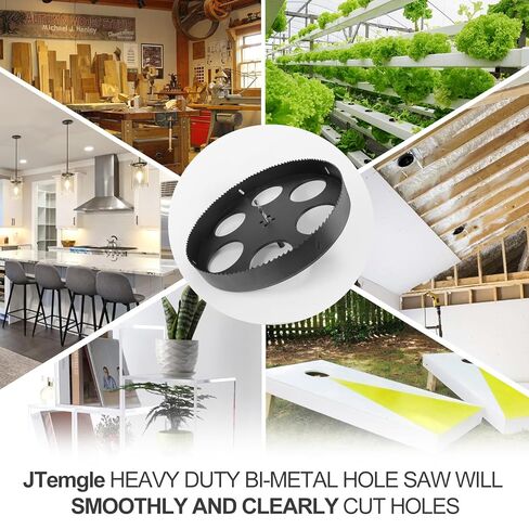 12 Inch Hole Saw with 1/2" Triangle Shank Quick Change Arbor, JTemgle Bi-Metal Hole Saw Heavy Duty Hole Cutting Tool for Cornhole Boards, Recessed Lights, Wood, Plastic, Drywall & Soft Metal in Kuwait