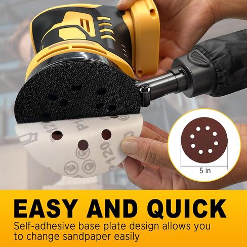 Brushless Cordless Orbital Sander Compatible with Dewalt 20V MAX Battery, 12,000 OPM Palm Sander with Dust Bag, Lightweight Power Sander for Wood, Metal & DIY (Tool Only) in Kuwait