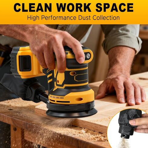 Brushless Cordless Orbital Sander Compatible with Dewalt 20V MAX Battery, 12,000 OPM Palm Sander with Dust Bag, Lightweight Power Sander for Wood, Metal & DIY (Tool Only) in Kuwait