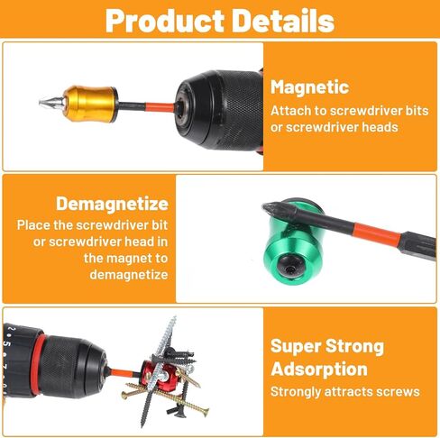 3 PCS Magnetic Screw Holder, Magnetic Screw Ring for Power Drill Bits, Hex Screwdrivers, Impact Wrench, Removable Bit Magnetizer Ring for Mechanics, Carpenter, DIY Repairs in Kuwait