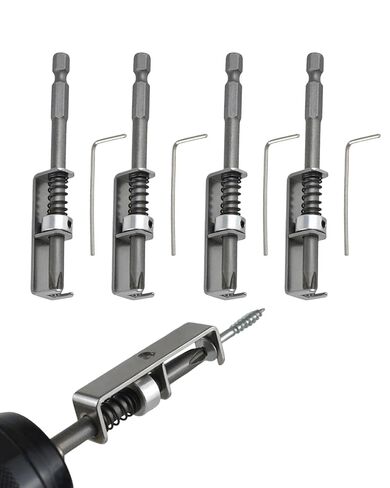 4 Pcs Spring Loaded Screw Holder Bit, Single-Handed Operation Drill Bit Holder for Reduced Shaking & Dropping Screw Retaining Tool & Starter for Woodworking, HVAC & DIY Projects (Large) in Kuwait