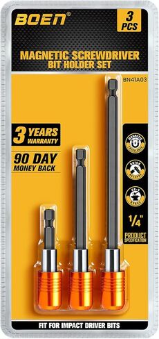 boen 3PCS Magnetic Drill Bit Extension Set, 2.5",4", 6" Quick Change Bit Holder, 1/4" Hex Shank, for Impact Driver Screwdriver Bits Use in Kuwait