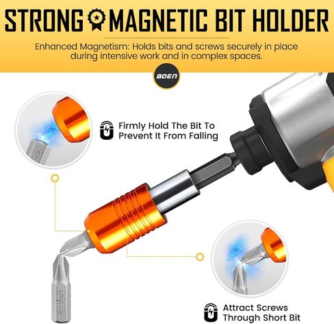 boen 3PCS Magnetic Drill Bit Extension Set, 2.5",4", 6" Quick Change Bit Holder, 1/4" Hex Shank, for Impact Driver Screwdriver Bits Use in Kuwait
