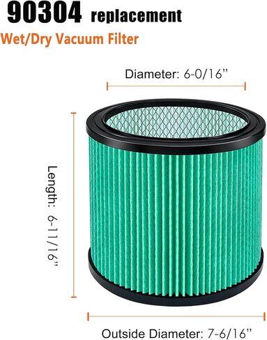90340 Filters Compatible with Shop Vac 4-16 Gallon/Vacmaster 5-20 Gallon Wet Dry Vacuums, Replaces 90304, 90350, 90333, 9030400 with 4* Foam Sleeve-Hepa in Saudi Arabia